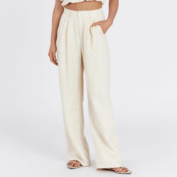 NWT DISSH Norah Buttermilk Linen Pants Pleated Size 4 - Picture 1 of 16